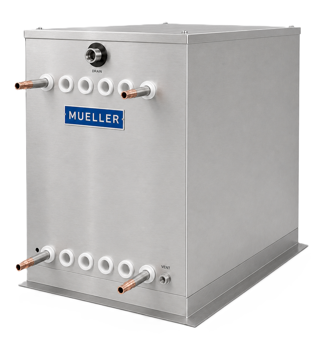 Tankless falling film chiller without an integral sump